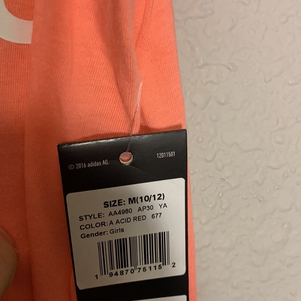 Adidas Original Muscle Tank Top Kid/ Girls Acid Red Pink Size Med (10/1… - Picture 6 of 8